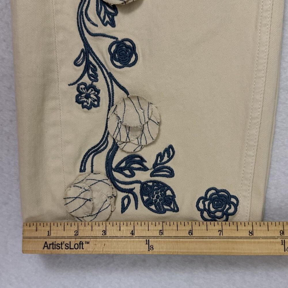 Driftwood Barbara Barrel Jeans Womens 28 Cream Ravishing Rosettes NWT Floral - Picture 9 of 15